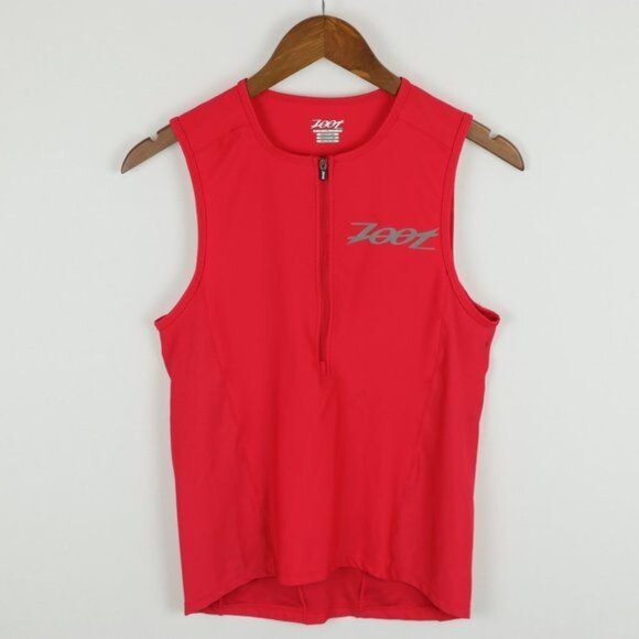 Zoot Men's Small Red 1/2 Zip Crewneck Active Triathlon Mesh Tank Top - Picture 1 of 8